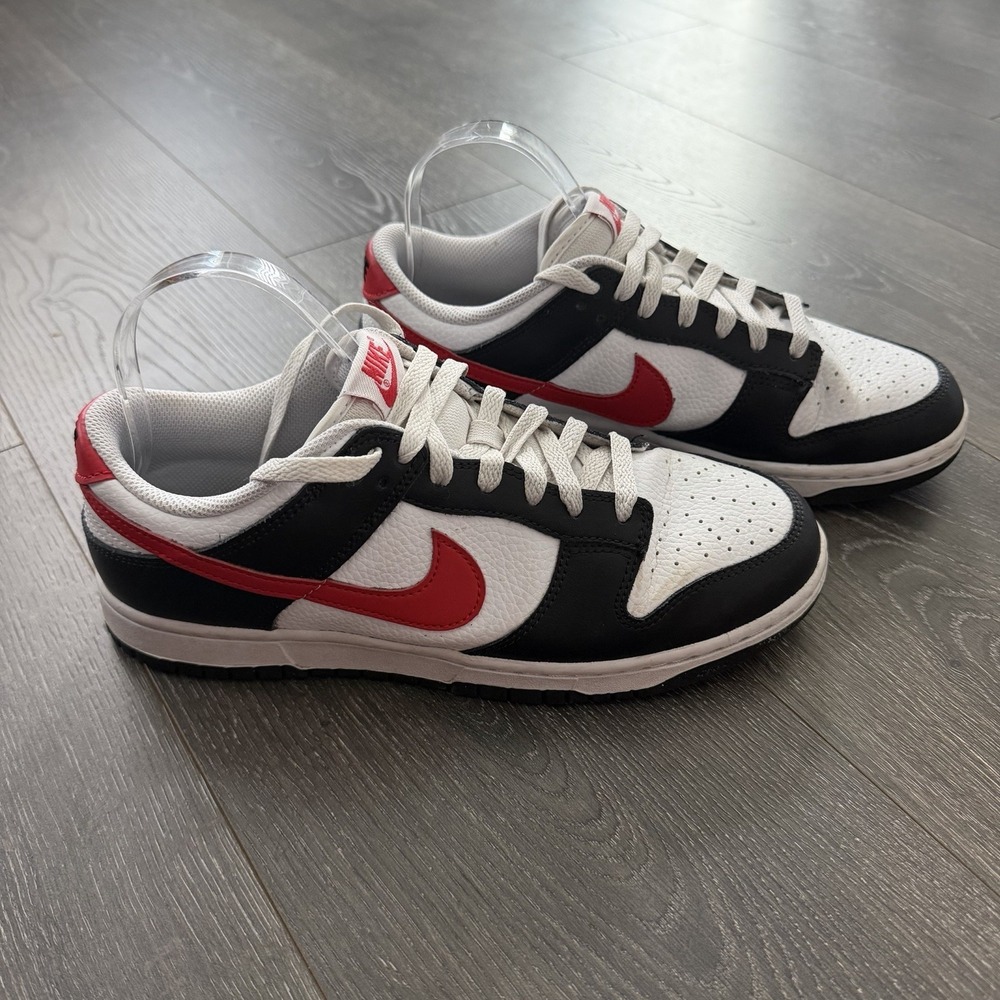 Nike Dunk Low Retro Red Panda White Black Red Swoosh 9 Athleisure Streetwear